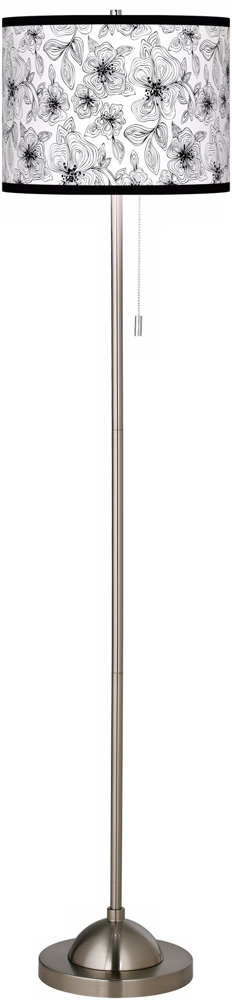 Stacy Garcia Linear Floral Brushed Nickel Contemporary Floor Lamp