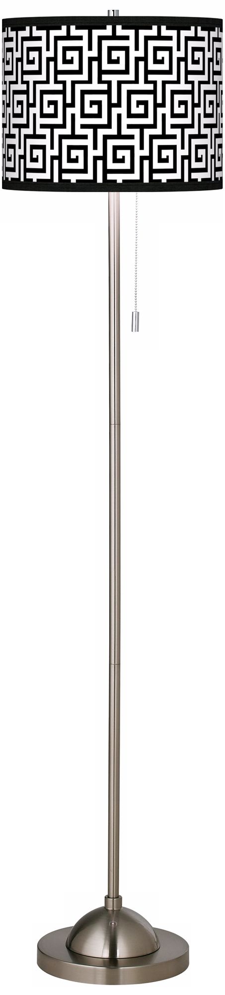 Greek Key Giclee Brushed Nickel Floor Lamp