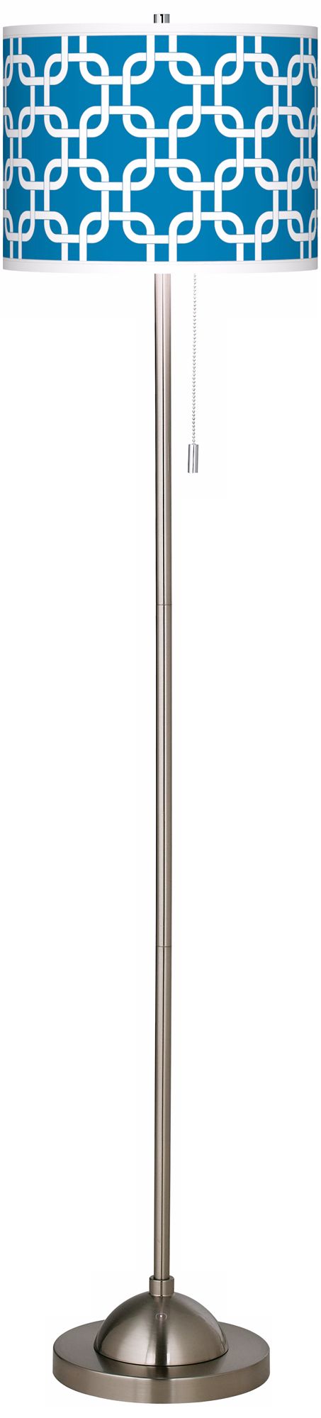 Blue Lattice Giclee Brushed Nickel Floor Lamp