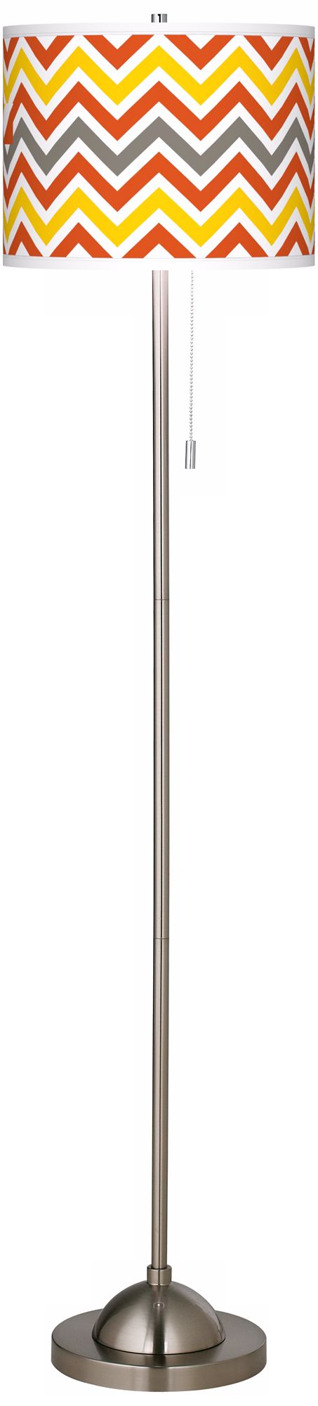 Flame Zig Zag Giclee Brushed Nickel Floor Lamp