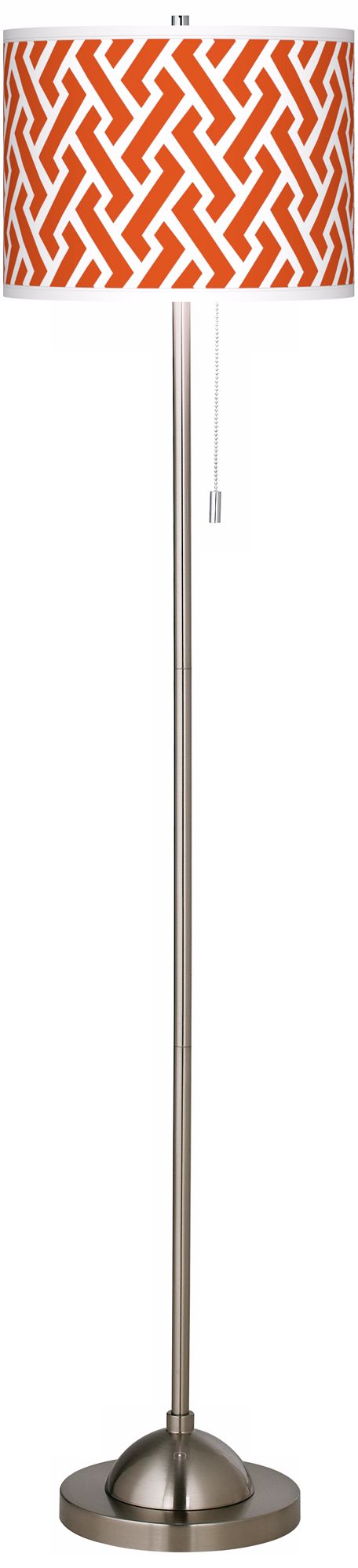 Red Brick Weave Giclee Brushed Nickel Floor Lamp