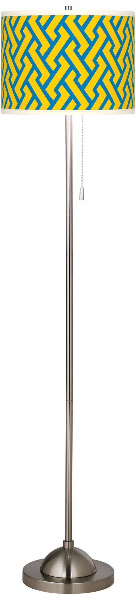 Yellow Brick Weave Giclee Brushed Nickel Floor Lamp