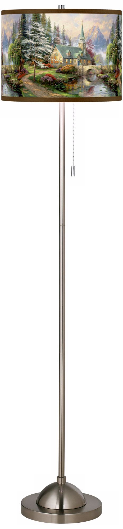 Thomas Kinkade Dogwood Chapel Giclee Shade Floor Lamp
