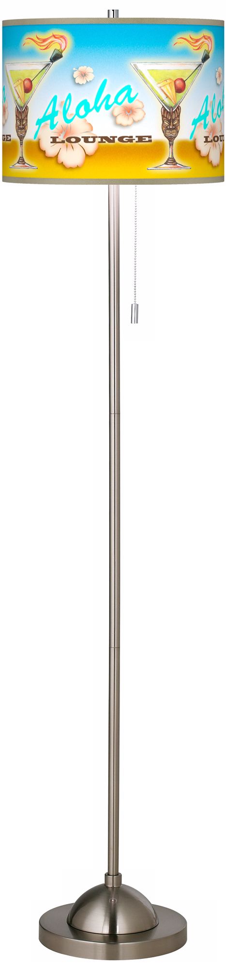 Aloha Lounge Giclee Brushed Nickel Floor Lamp