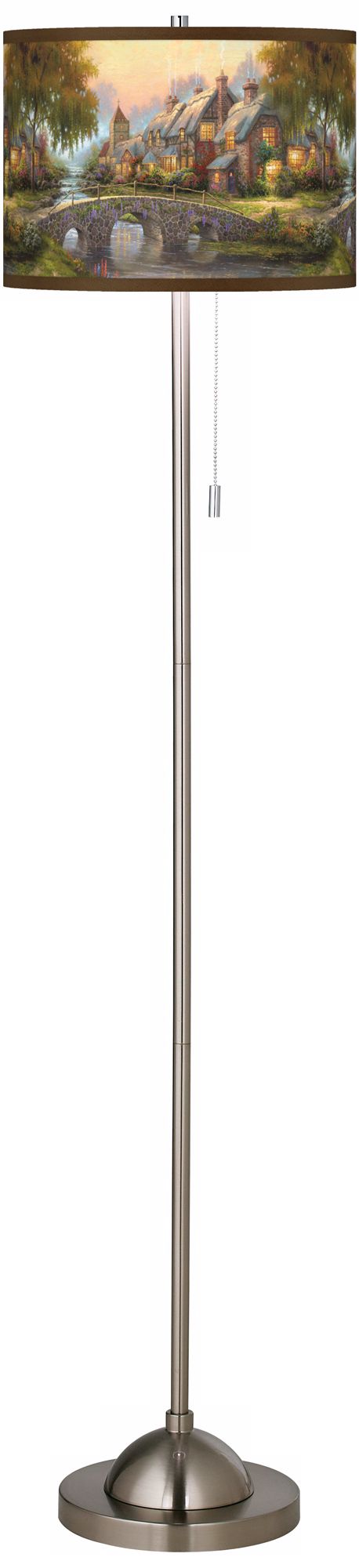 Thomas Kinkade Cobblestone Bridge Nickel Floor Lamp
