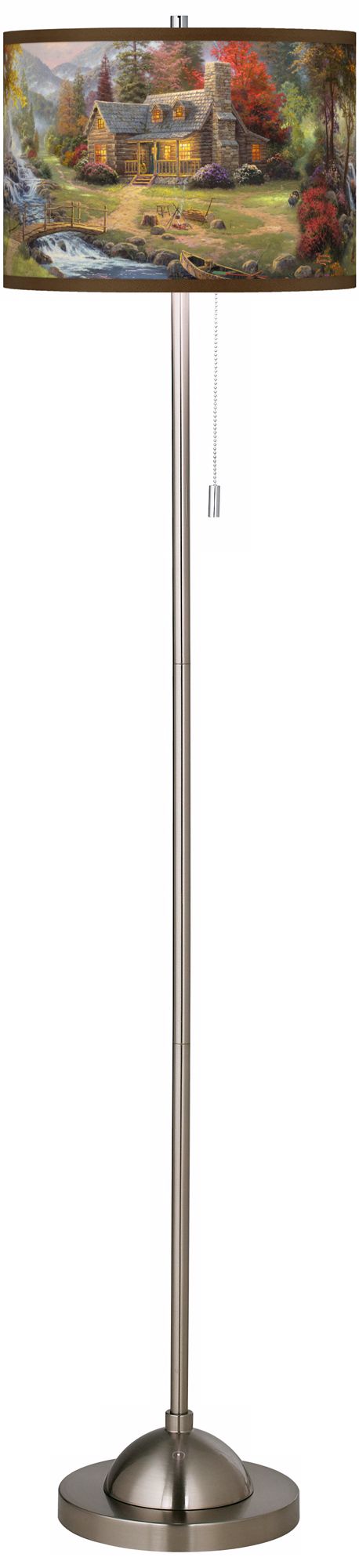 Thomas Kinkade Mountain Paradise Giclee Nickel Floor Lamp