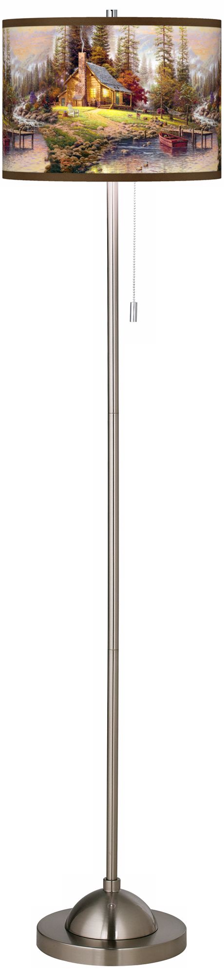 Thomas Kinkade A Peaceful Retreat Giclee Nickel Floor Lamp
