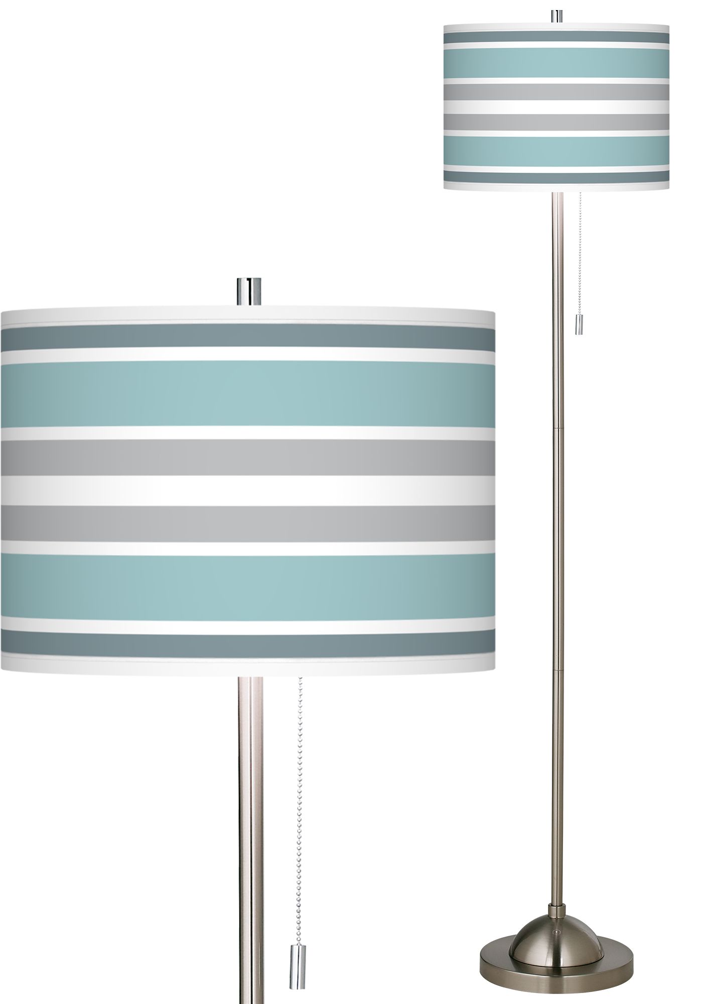 Multi Color Stripes Giclee Brushed Nickel Floor Lamp