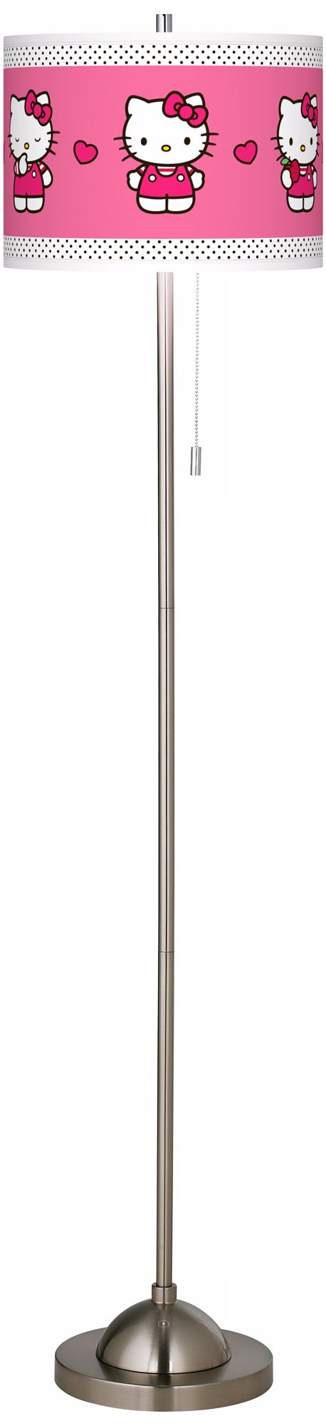 Hello Kitty Pink and Polka Dots Brushed Nickel Floor Lamp
