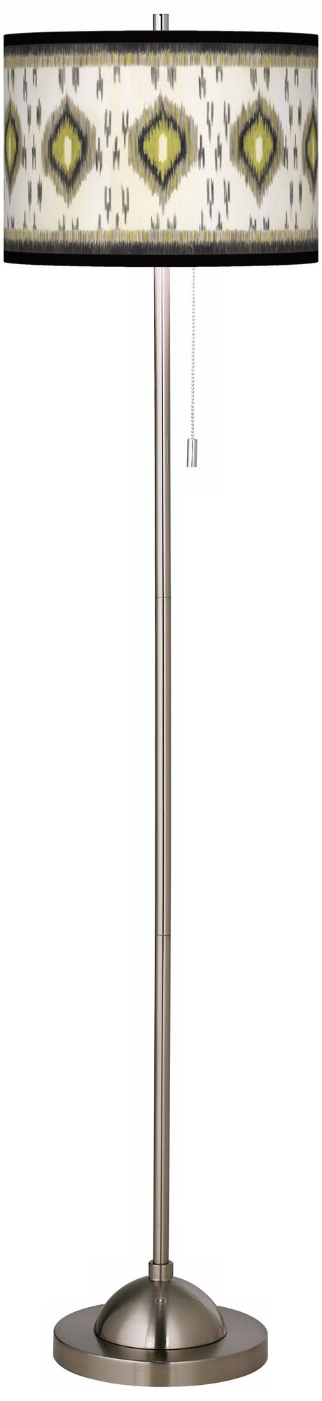 Desert Ikat Brushed Nickel Pull Chain Floor Lamp