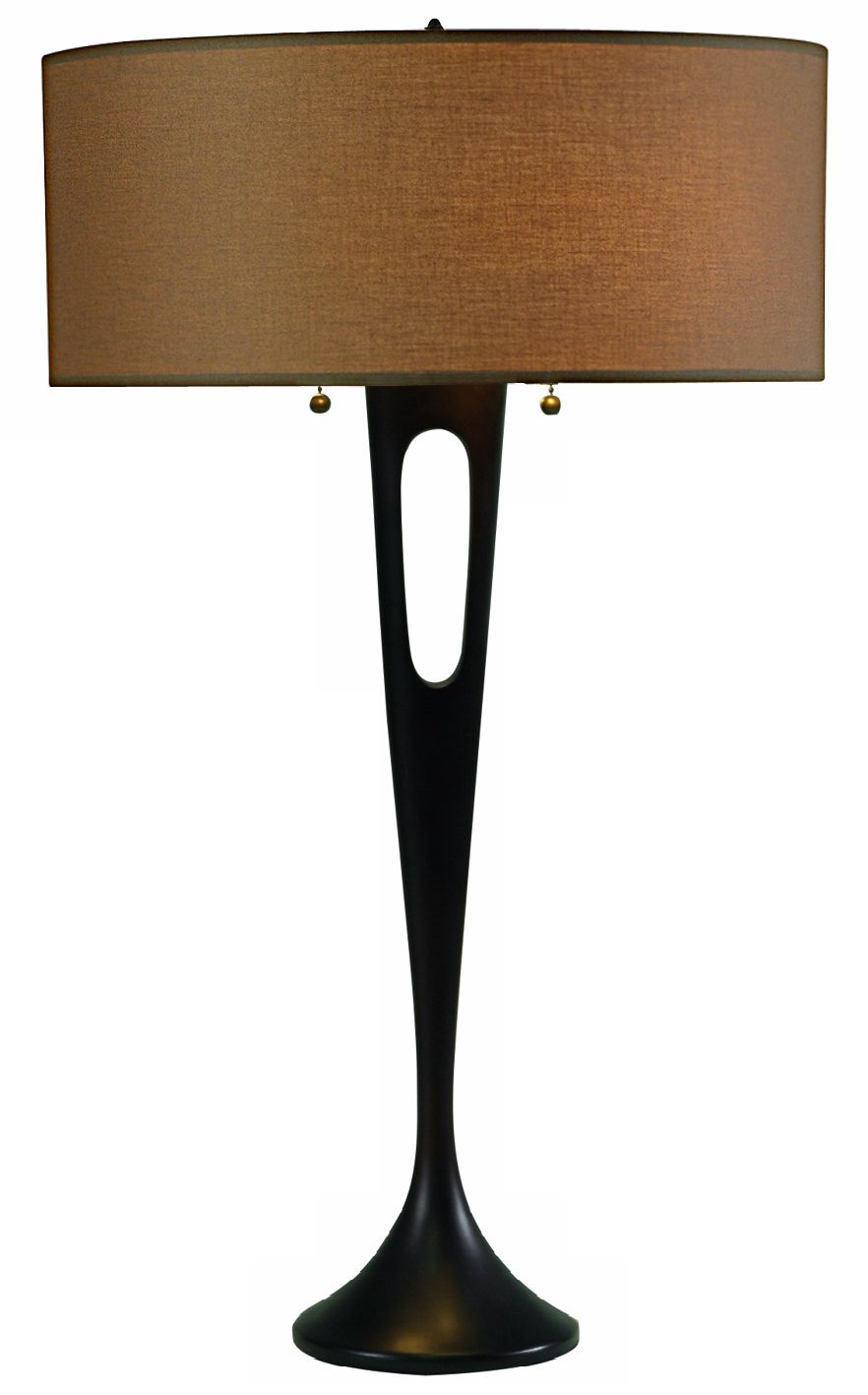 Lights Up! French Mod Bronze Cocoa Chintz Table Lamp