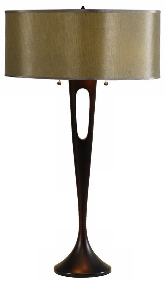 Lights Up! French Mod Bronze Driftwood Silk Table Lamp