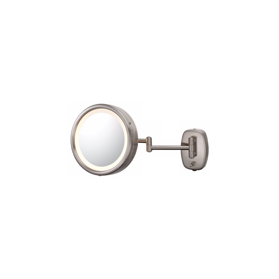 Brushed Nickel Plug In Swing Arm Lighted Vanity Mirror   #99406