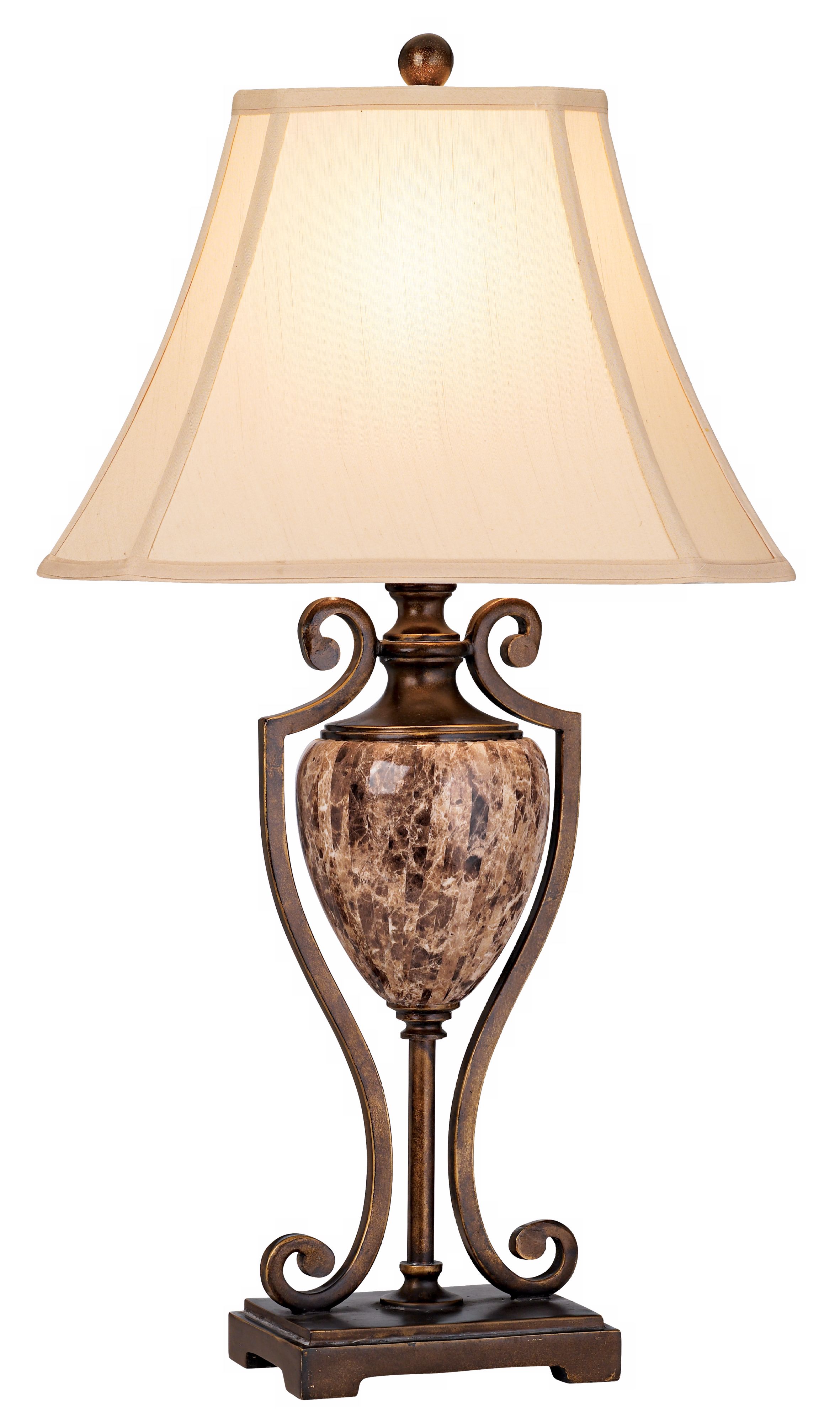Faux Marble Font Twin Metal Arm Table Lamp