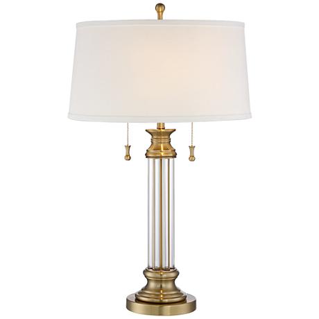 Rolland Brass and Crystal Column Table Lamp 9H213