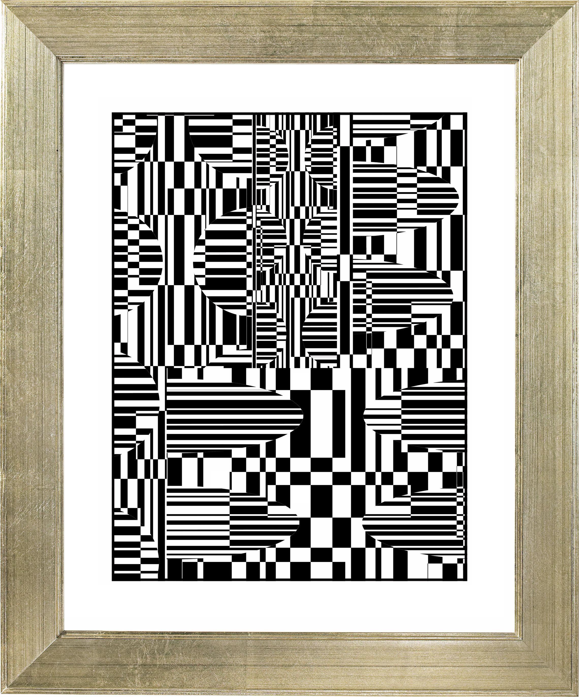 Black White Weave Silver Frame 24 High Wall Art F0005 17880