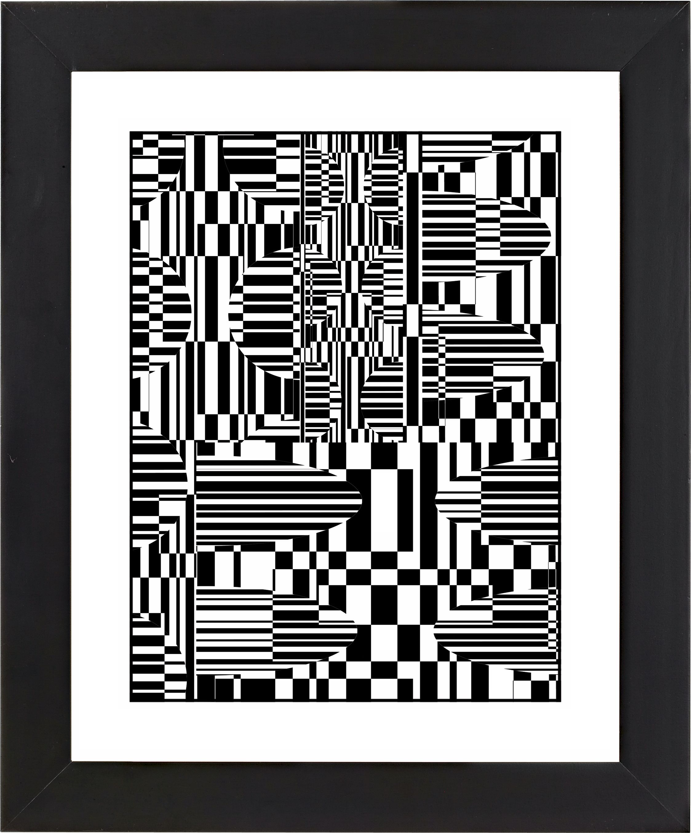 Black White Weave Black Frame 23 14 High Wall Art F0406 17976
