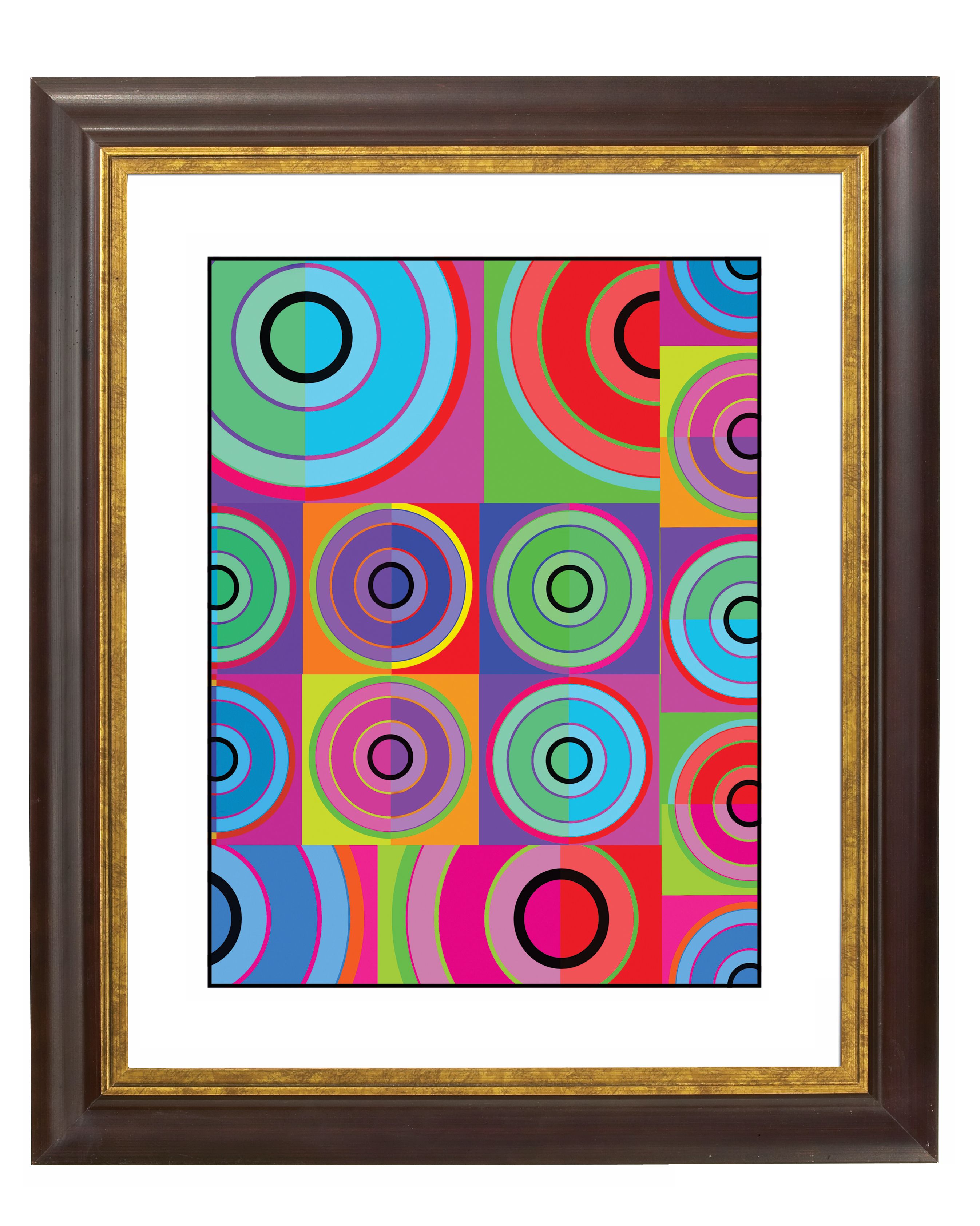 Circle Noise Gold Bronze Frame Giclee Wall Art