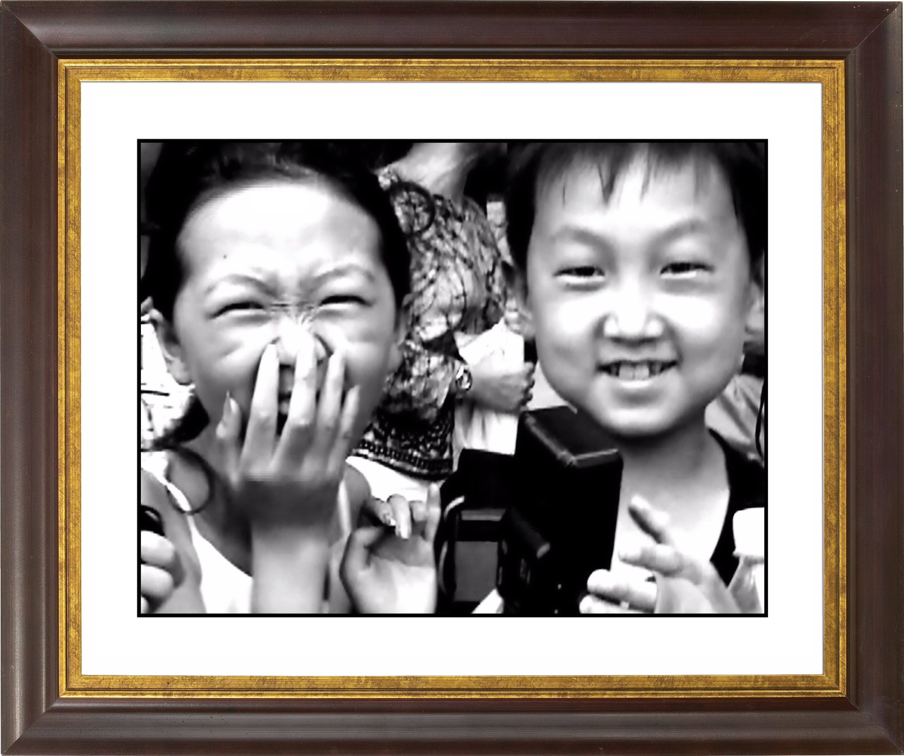 Laughter Gold Bronze Frame Giclee 20" Wide Wall Art