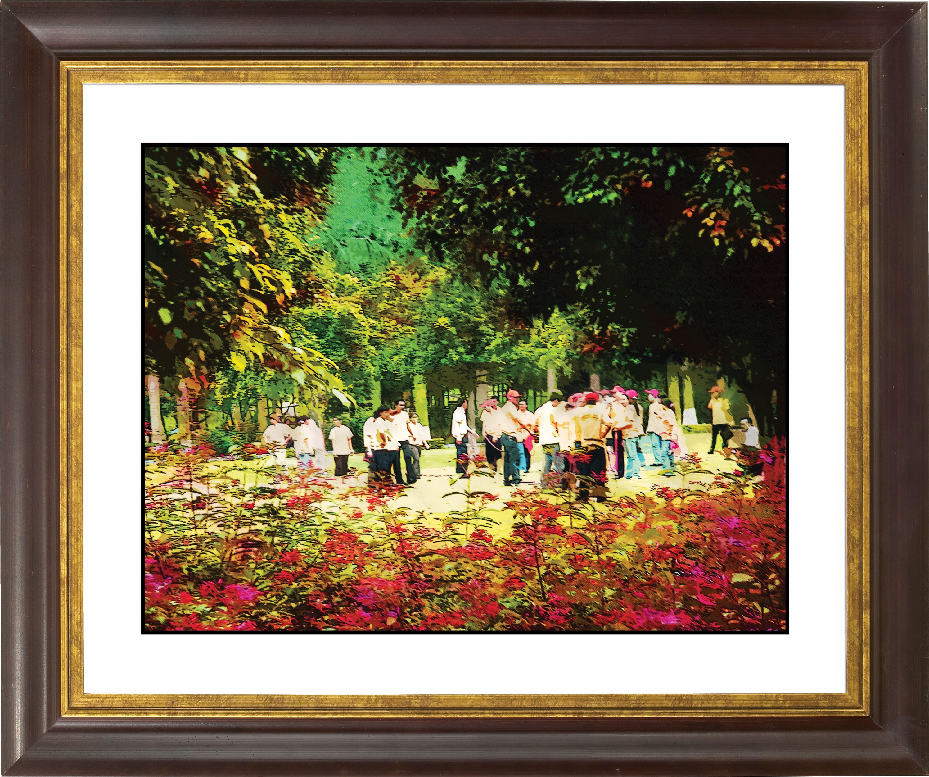 At The Park Gold Bronze Frame Giclee 20 Wide Wall Art F0633 18019