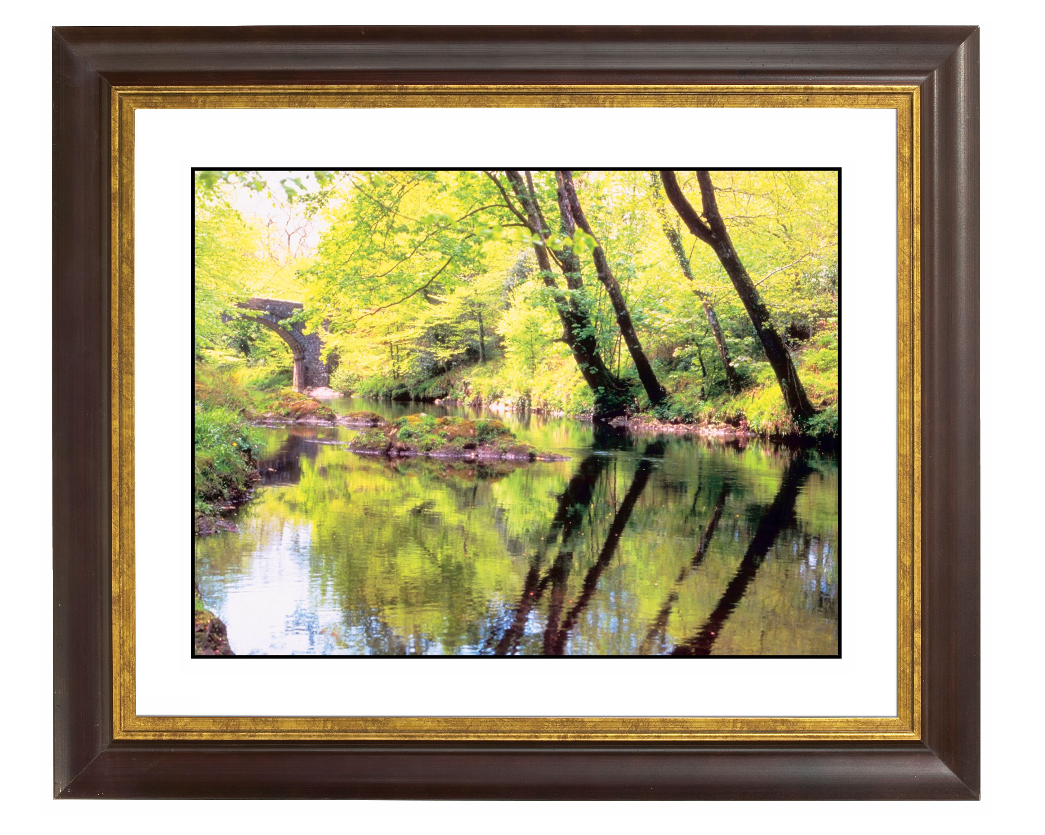 Tranquil River Gold Bronze Frame Giclee Wall Art