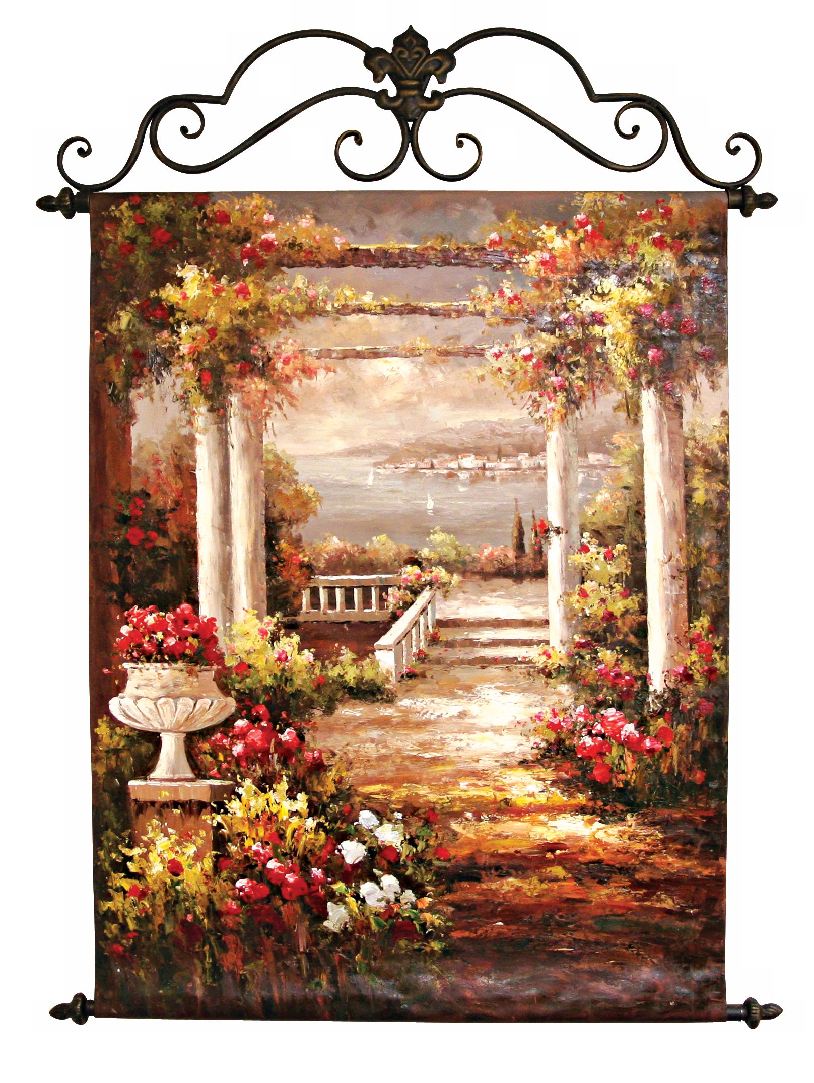 Coastal View Hand Painted 48" High Oil Canvas