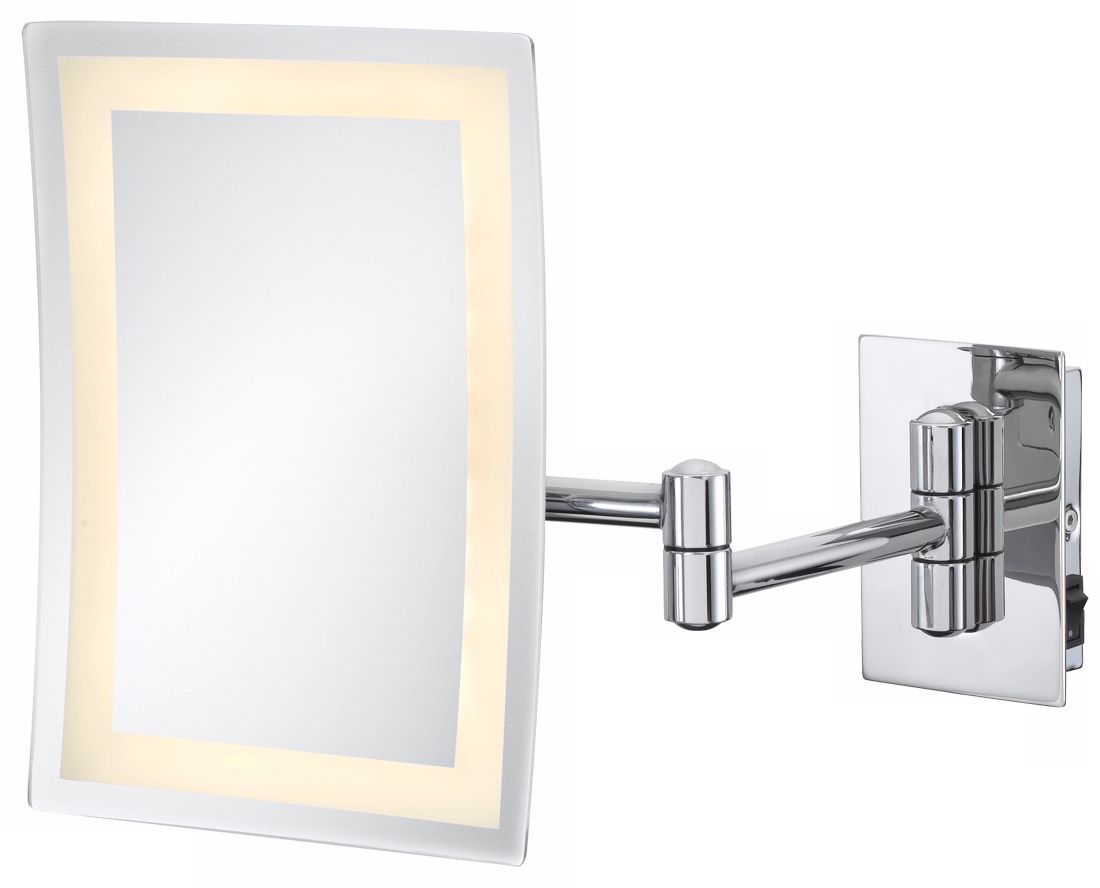 Chrome Rectangular Pivot Arm Hard-Wired 8 3/4" High Mirror