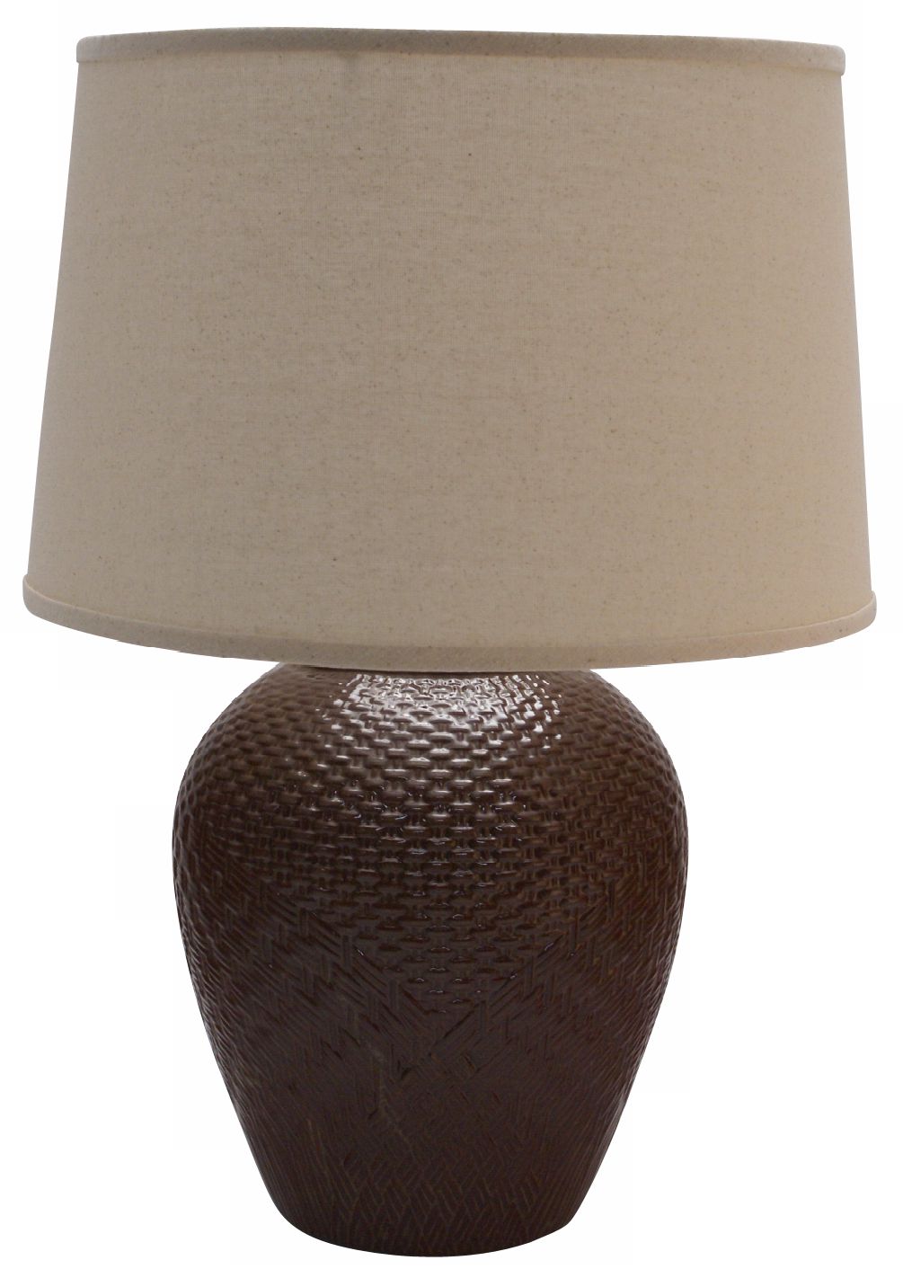 Haeger Potteries Chocolate Brown Basket Ceramic Table Lamp