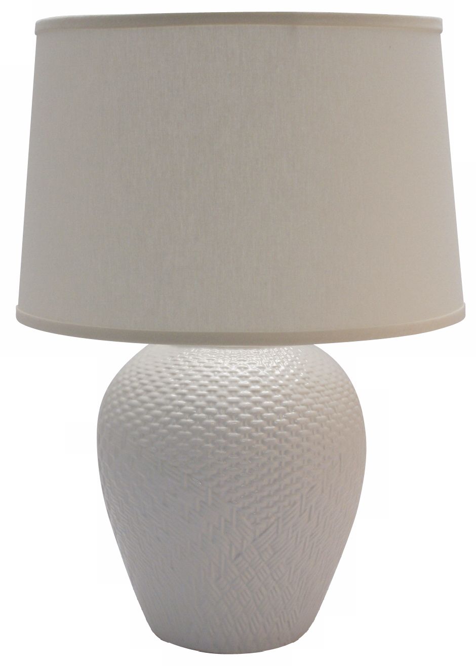Haeger Potteries White Basket Ceramic Table Lamp