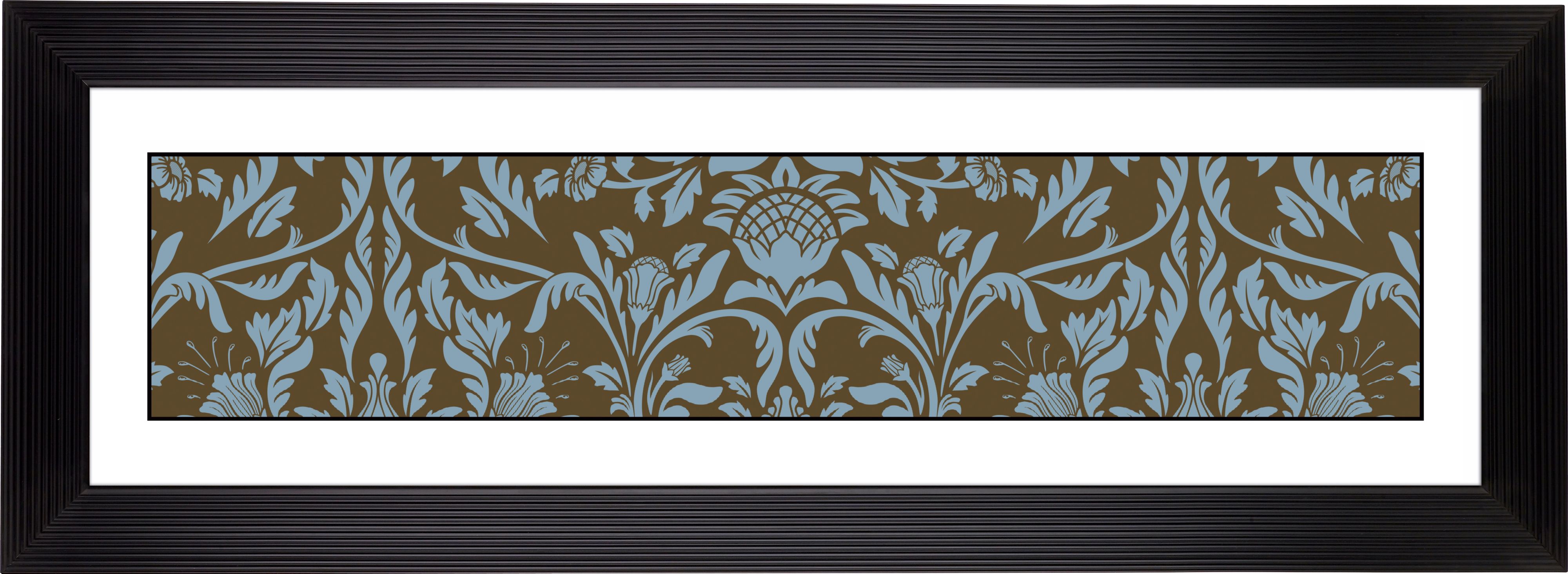 Giclee Olive Blue Floret Stepped Strip 52 18 Wide Wall Art F2103 80277