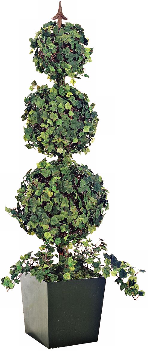 Triple Ball Ivy Topiary Faux Plant in Planter