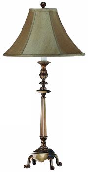 Antiqued Solid Brass Ribbed Candlestick Table Lamp