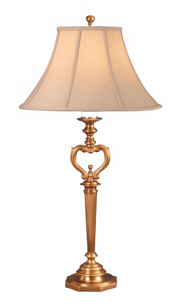 Antique Brass Ribbed Heart Column Buffet Table Lamp