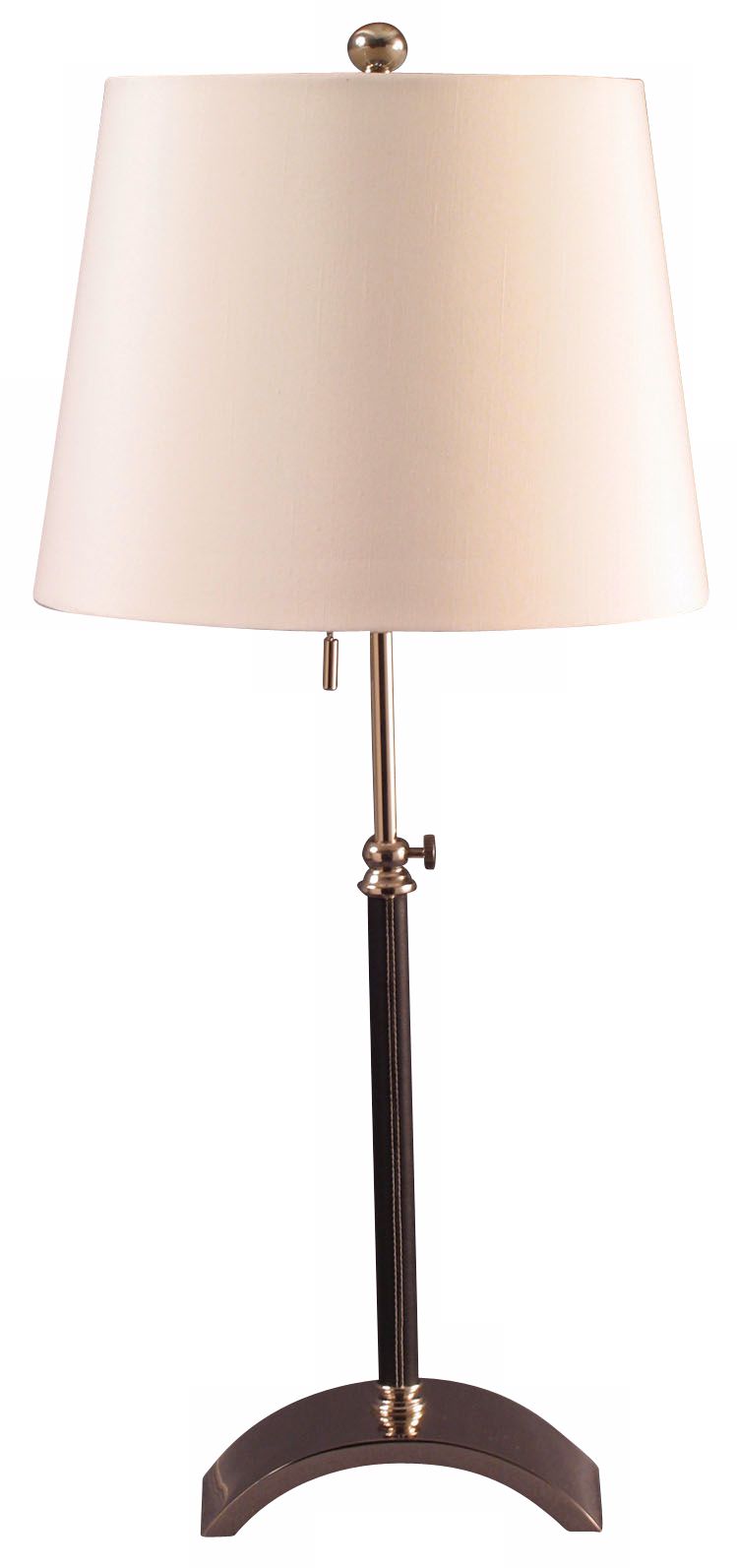 Polished Nickel Black Leather Adjustable Table Lamp
