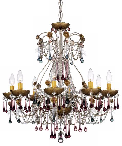 Schonbek Rose 8-Light Antique Plum Crystal Chandelier