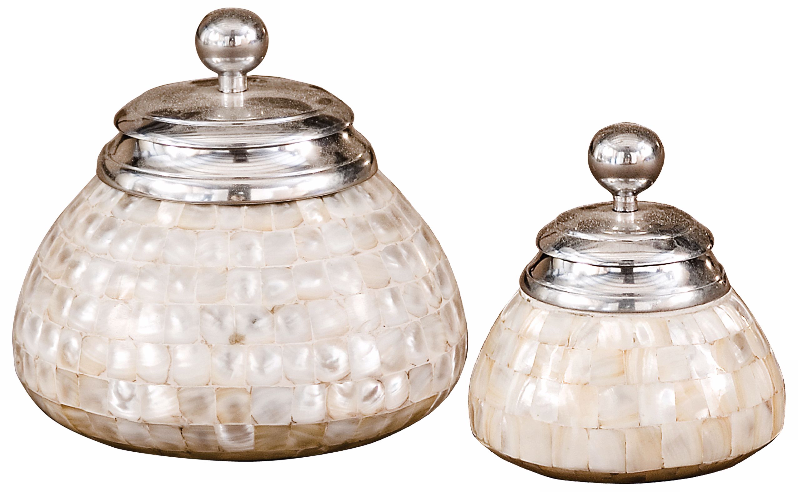 Mother of Pearl Set of 2 Decorative Canisters