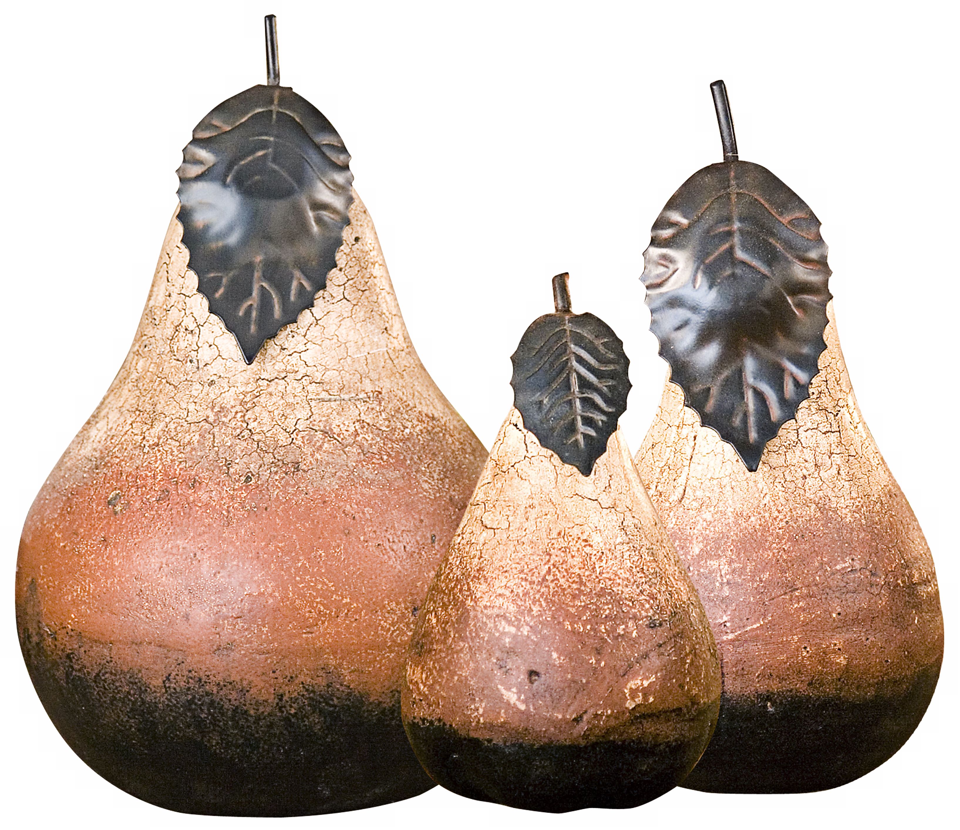 Set of 3 Terra Cotta Finish Pears