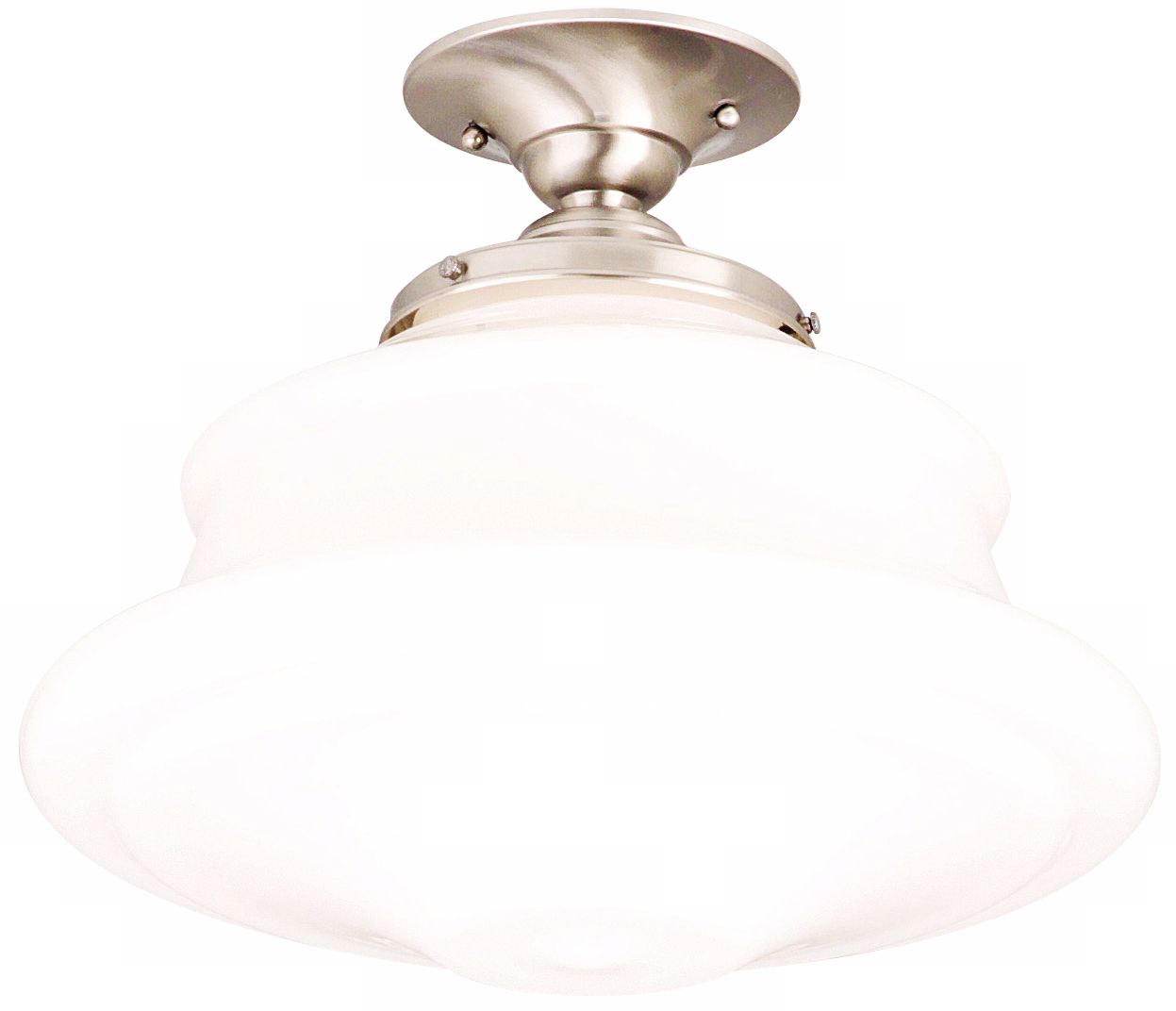 Schoolhouse Button 16” Wide Satin Nickel Ceiling Light