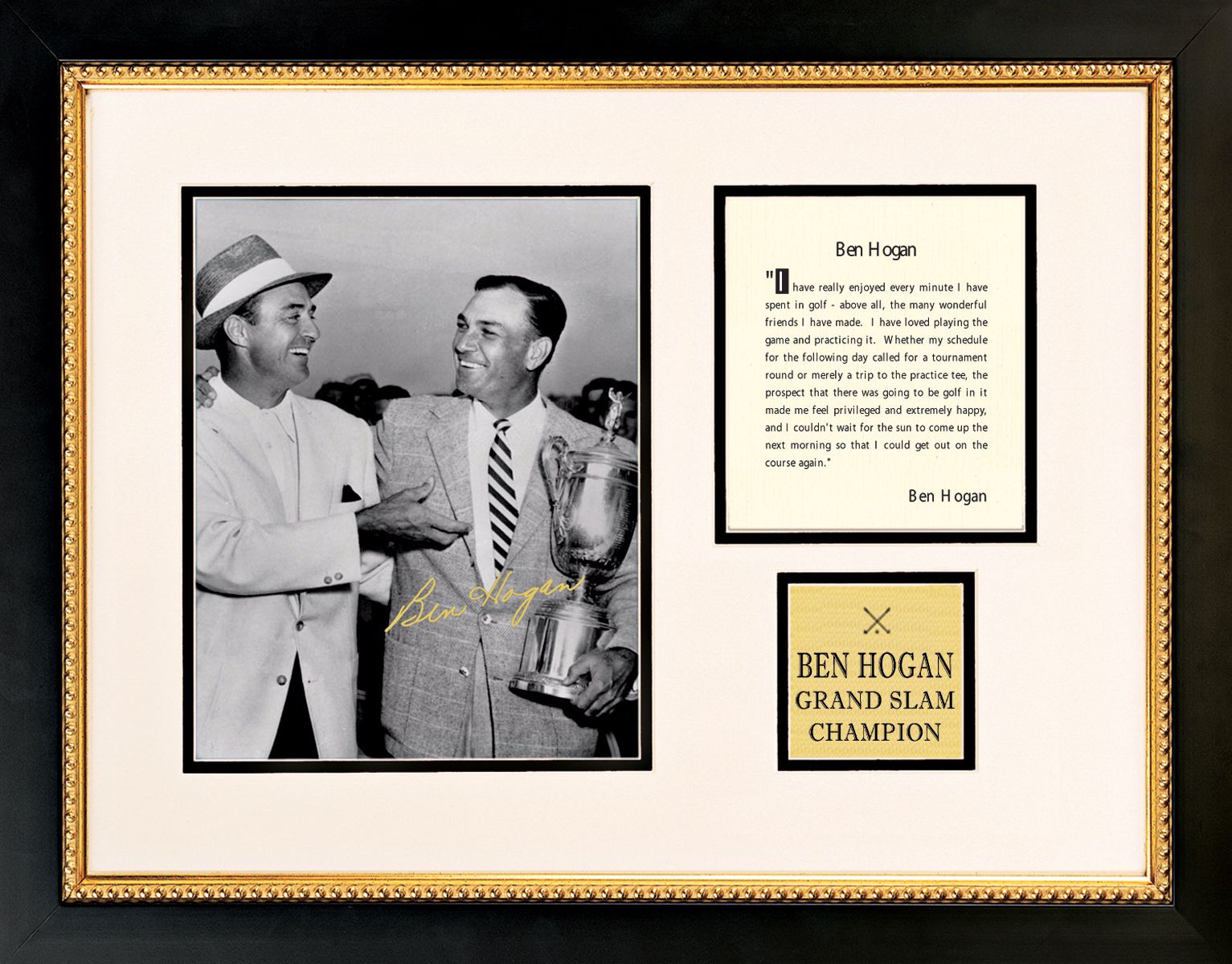 Ben Hogan with Trophy and Quote Golf Photo (F3430)
