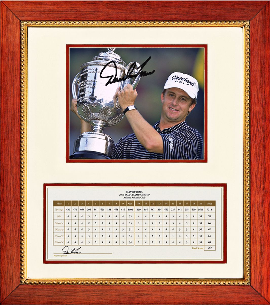David Toms and Trophy with Scorecard Autographed Golf Photo