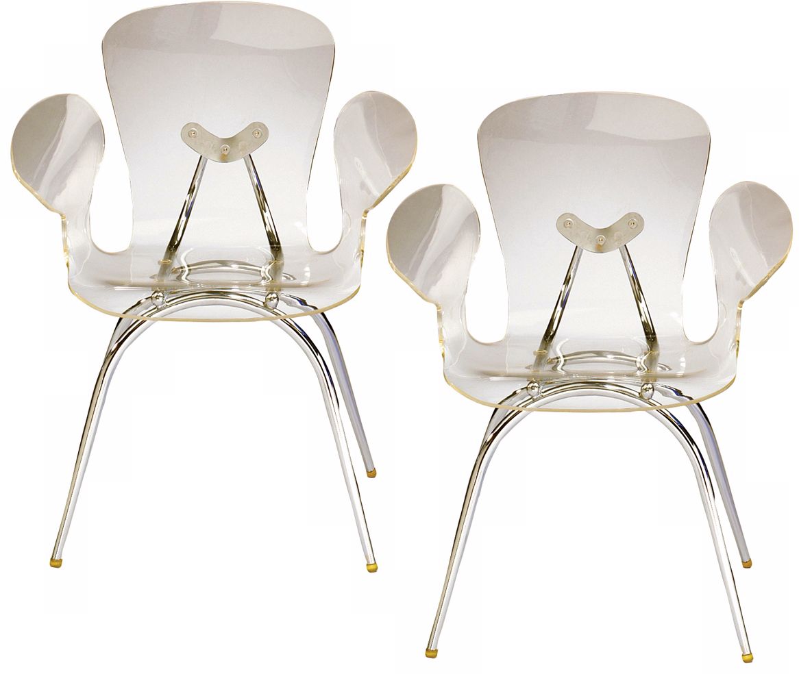 Set of Two Clear Acrylic Cradle Chair