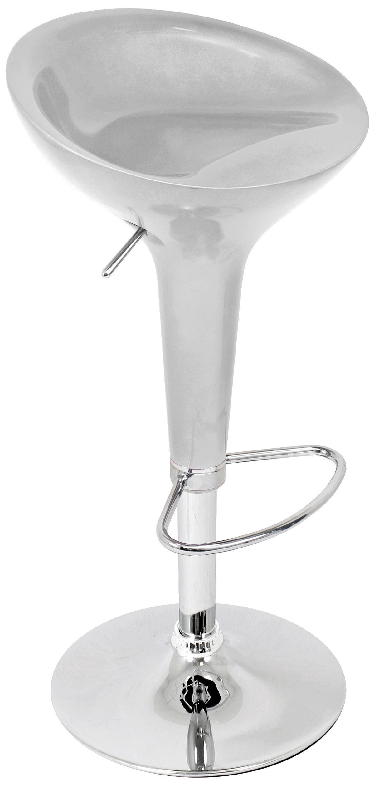 Metallic Silver Scooper Adjustable Bar or Counter Stool