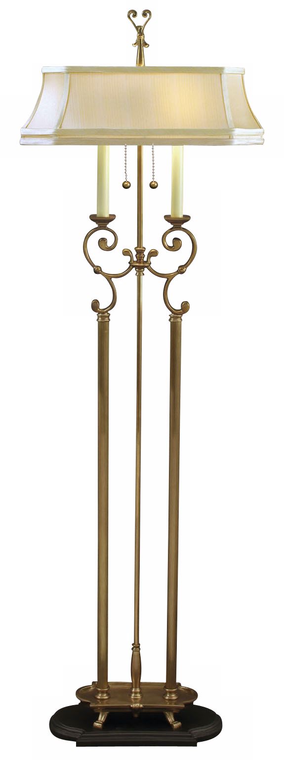 Solid Brass Two Tier Beige Shade Floor Lamp