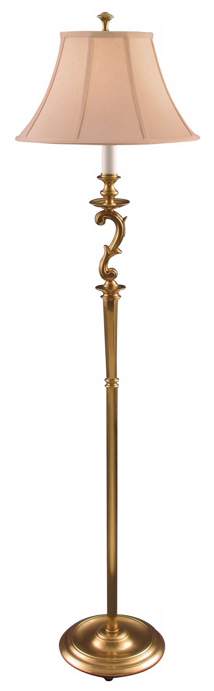 Brass Beige Bell Shade Floor Lamp