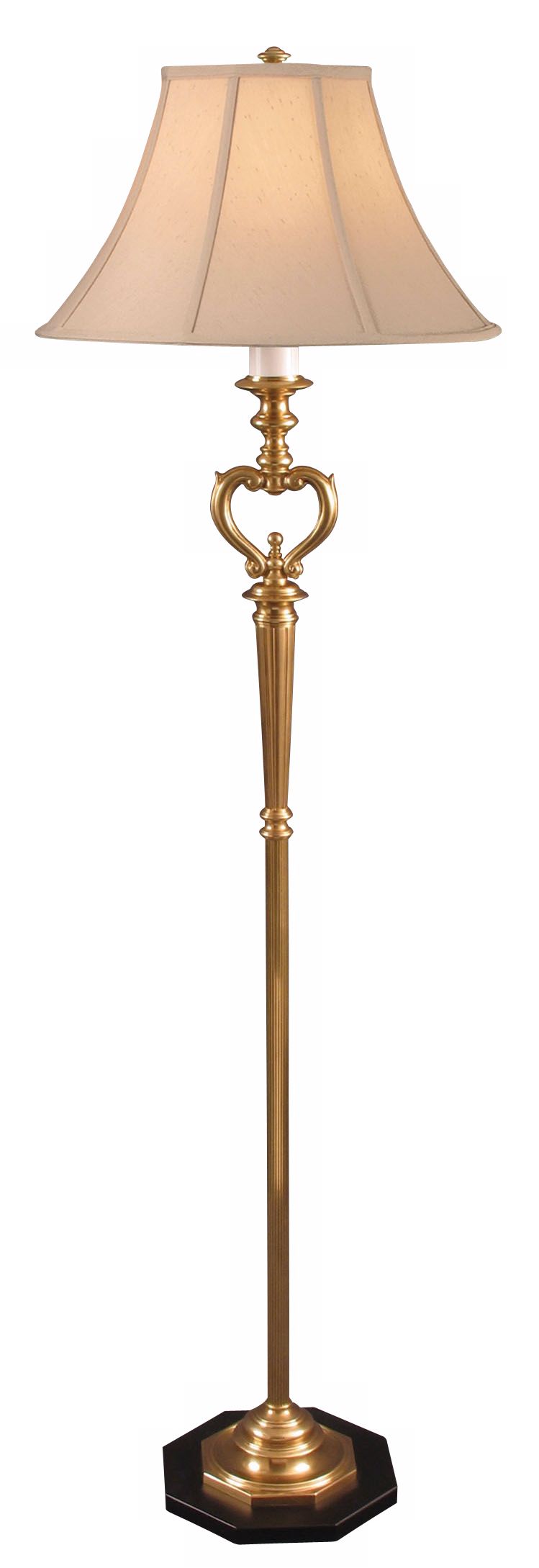 Brass Finish Beige Shade Heart Column Floor Lamp