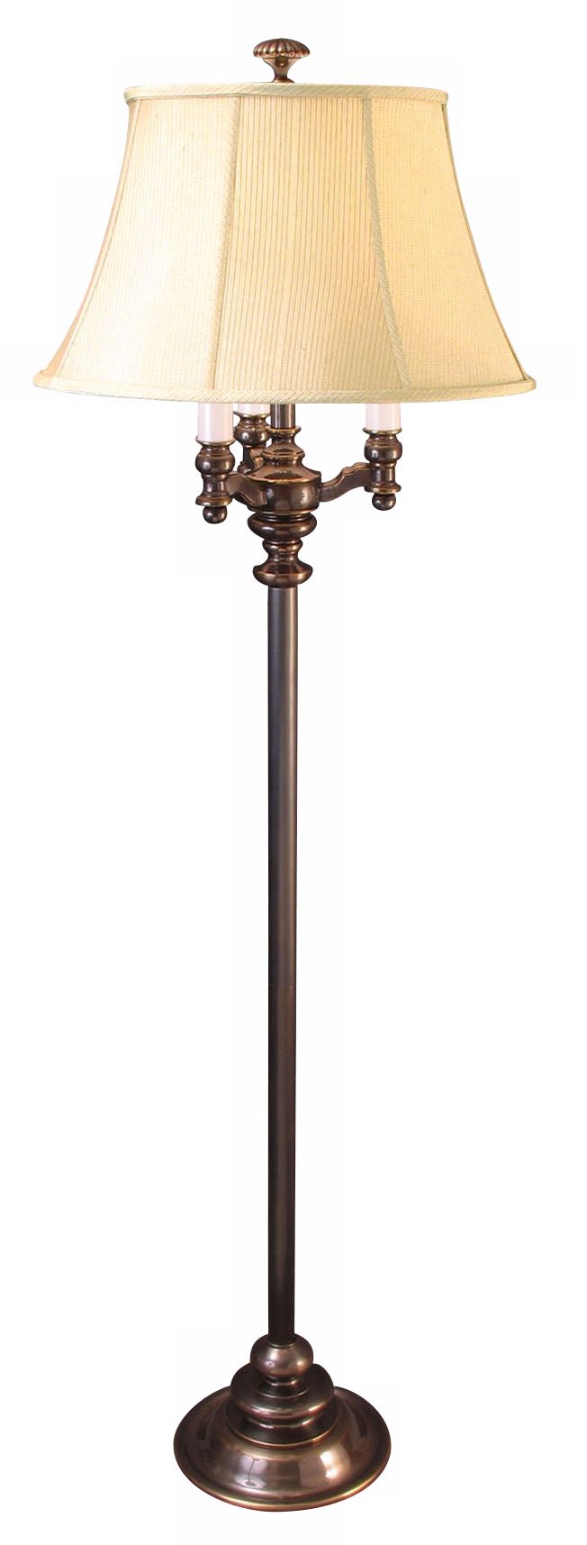 French Bronze 4-Light Beige Shade Floor Lamp