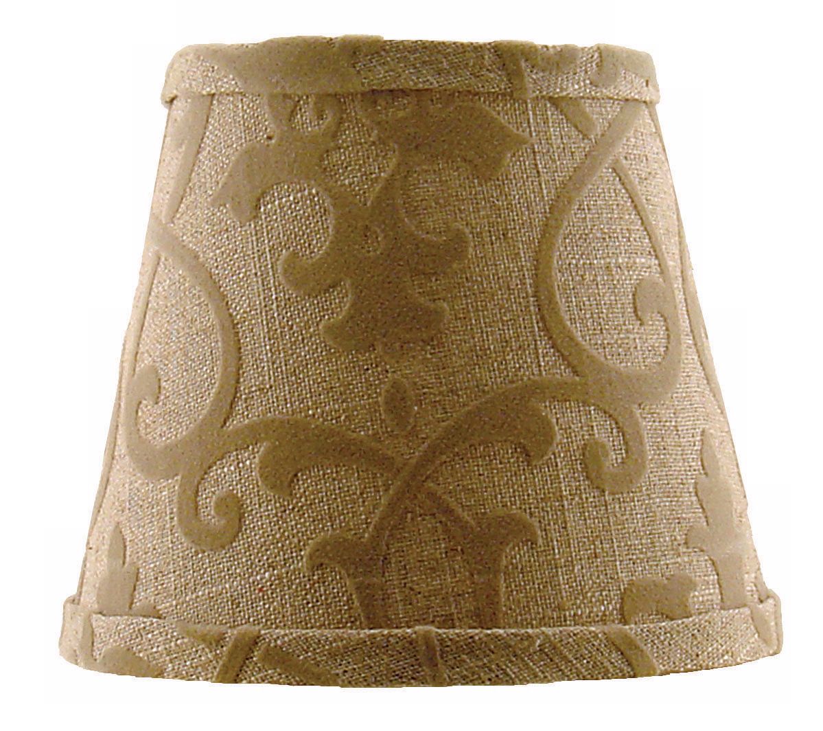 Set of Six Tan Linen Flocked Shades 4x6x5.25 (Clip-On)
