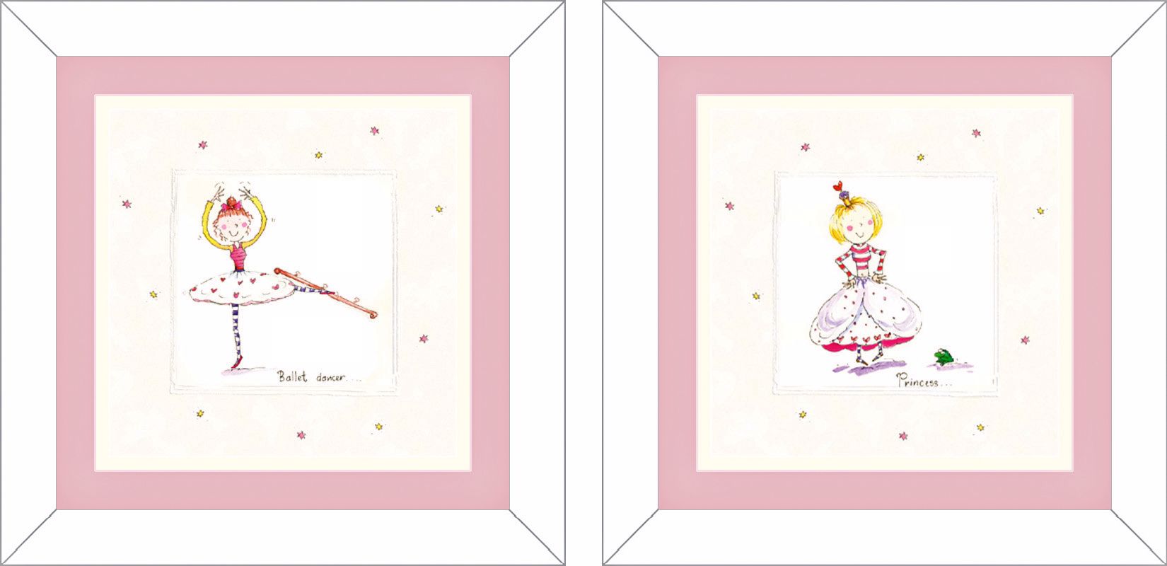 Set of 2 Princess and Ballet Dancer Wall Art Prints