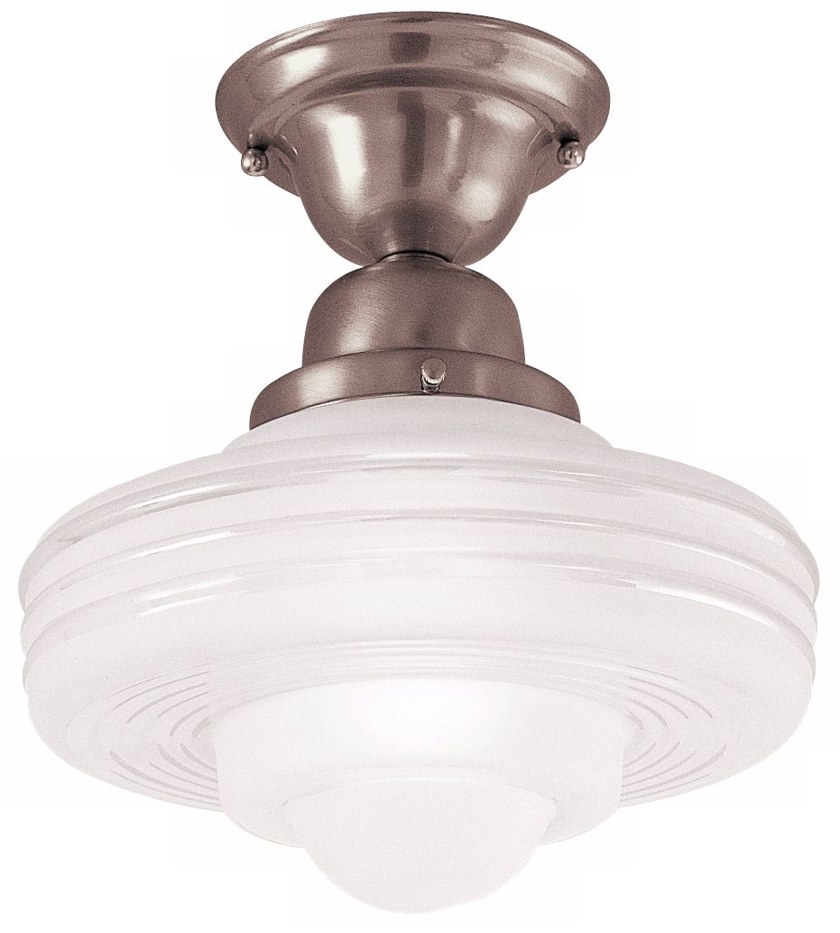 Diner 10” Wide Satin Nickel Ceiling Light