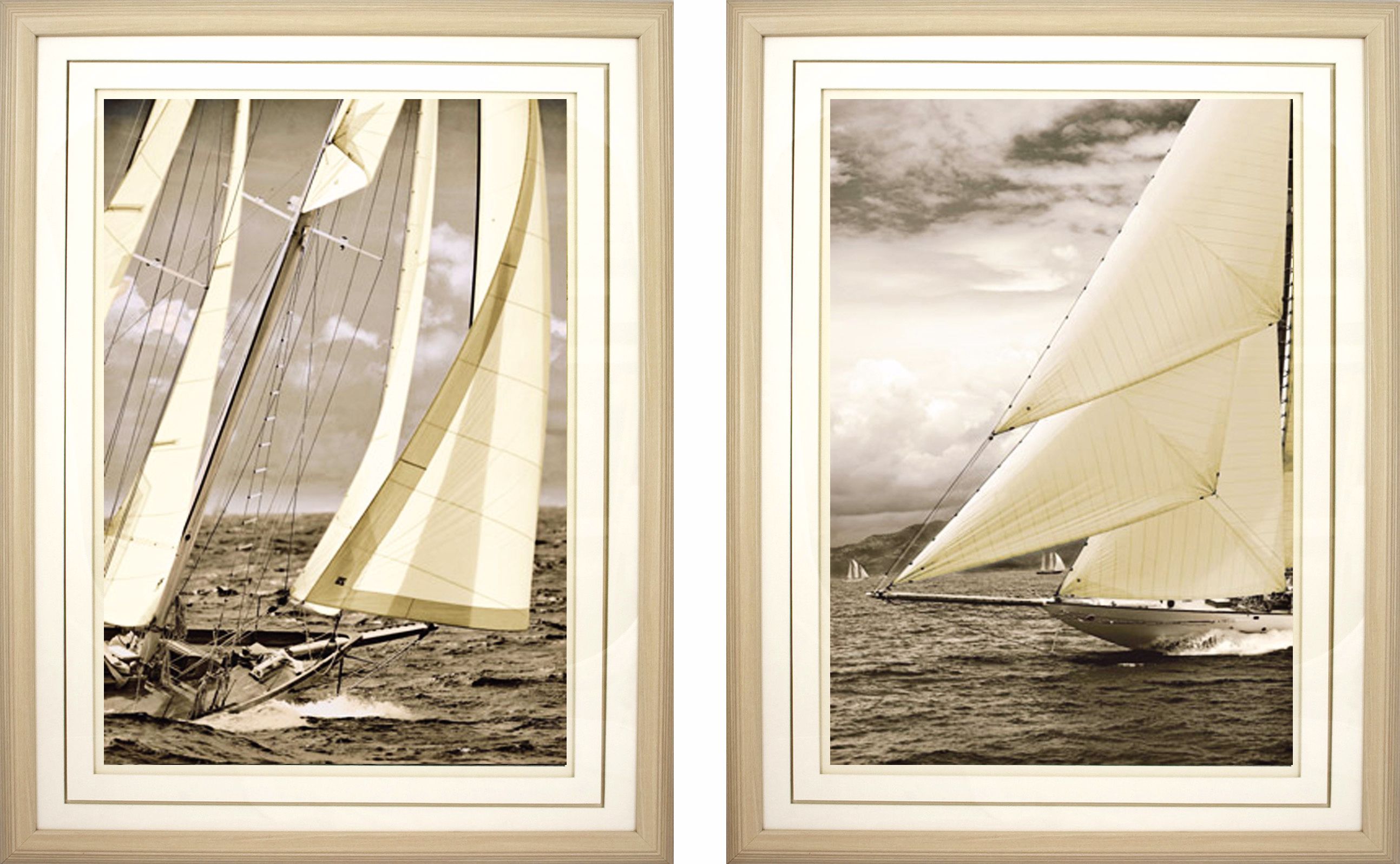 Set of 2 Starting Line Sailing Theme Wall Art Prints